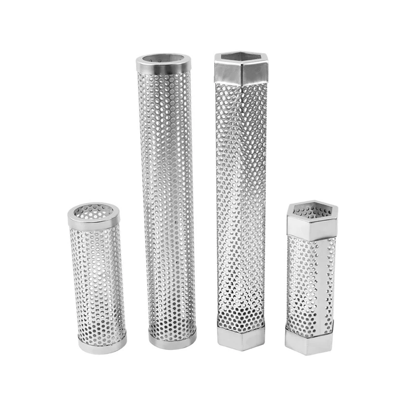 6/12 inch Round/Hexagon Pellet Smoker Tube Stainless Steel Barbecue Pellet Tube Smoker for Cold/Hot Smoking Tube Generator