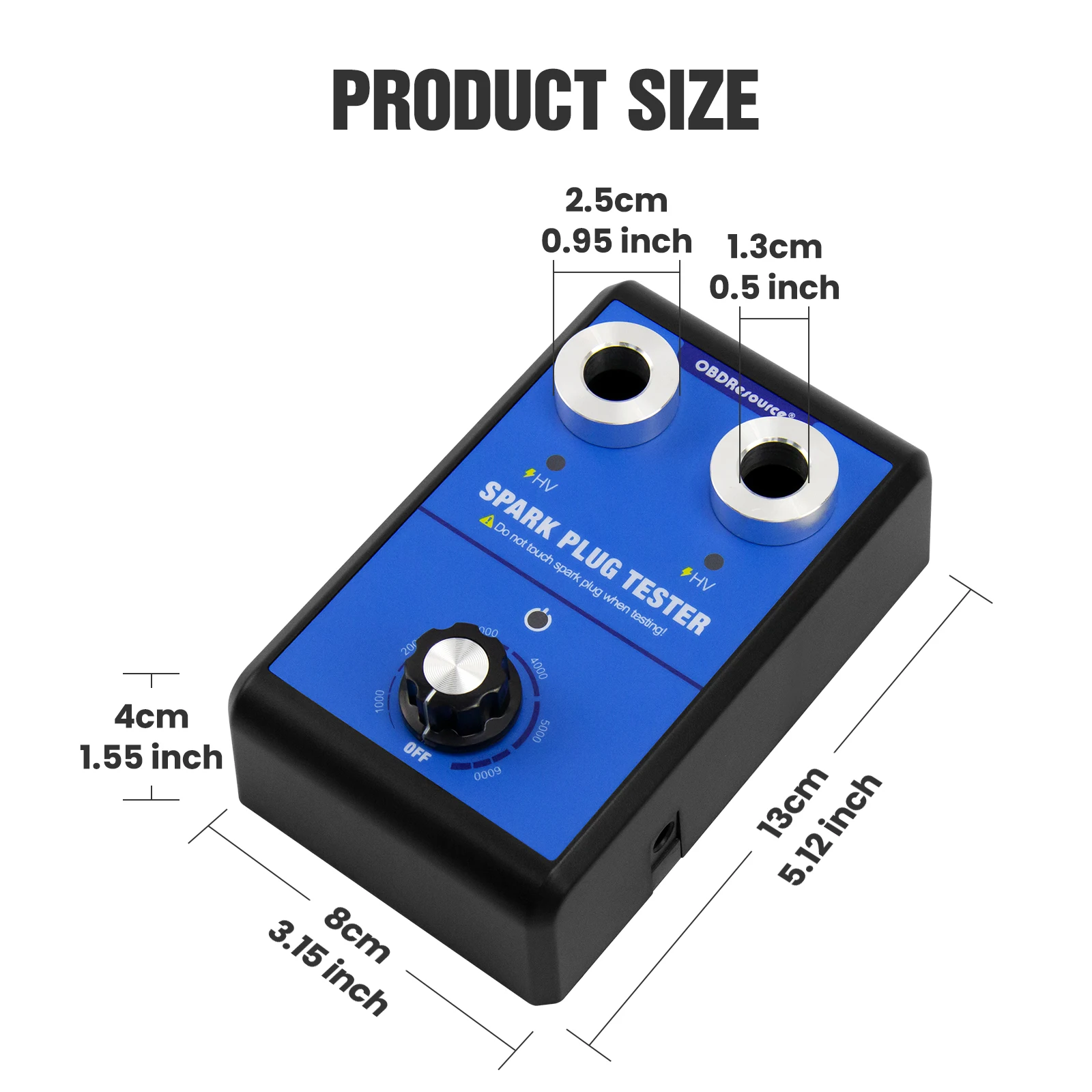 OBDSource 자동차 점화 플러그 테스터 듀얼 홀 0-6000rpm 조정 가능한 작동 주파수 자동차 엔진 점화 코일 테스터 12V 차량용 스파크 테스터 도구