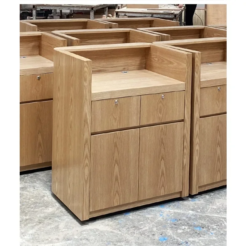 Checkout page Shop Small curved log color Reception desk Small bar High-end restaurant Welcome desk