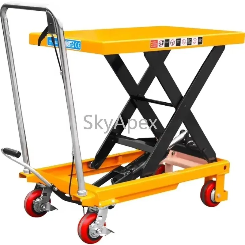 300kg Hydraulic Scissor Lift Table Manual Work Platform CE ISO Certified Factory Price Portable  For  Warehouse  Industrial  Use