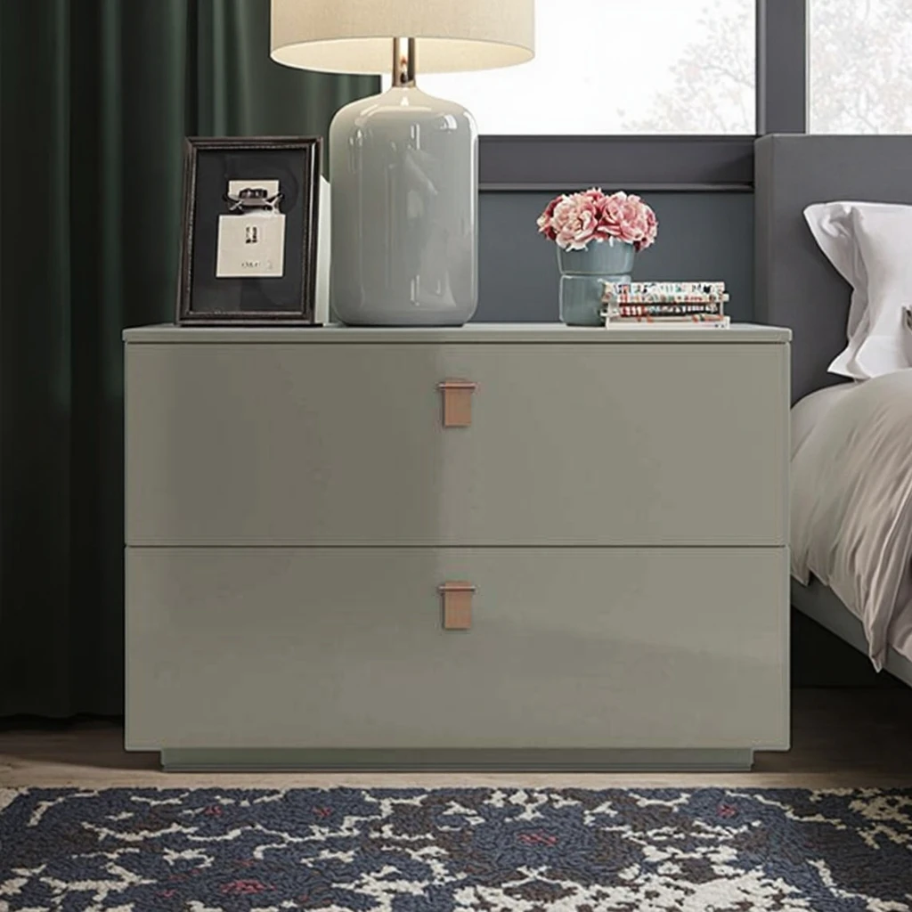 Z DU'S Luxurious Solid Wood Nightstand, Italian Style Double Drawer Nightstand - Premium And Practical, Reasonably PricedZ