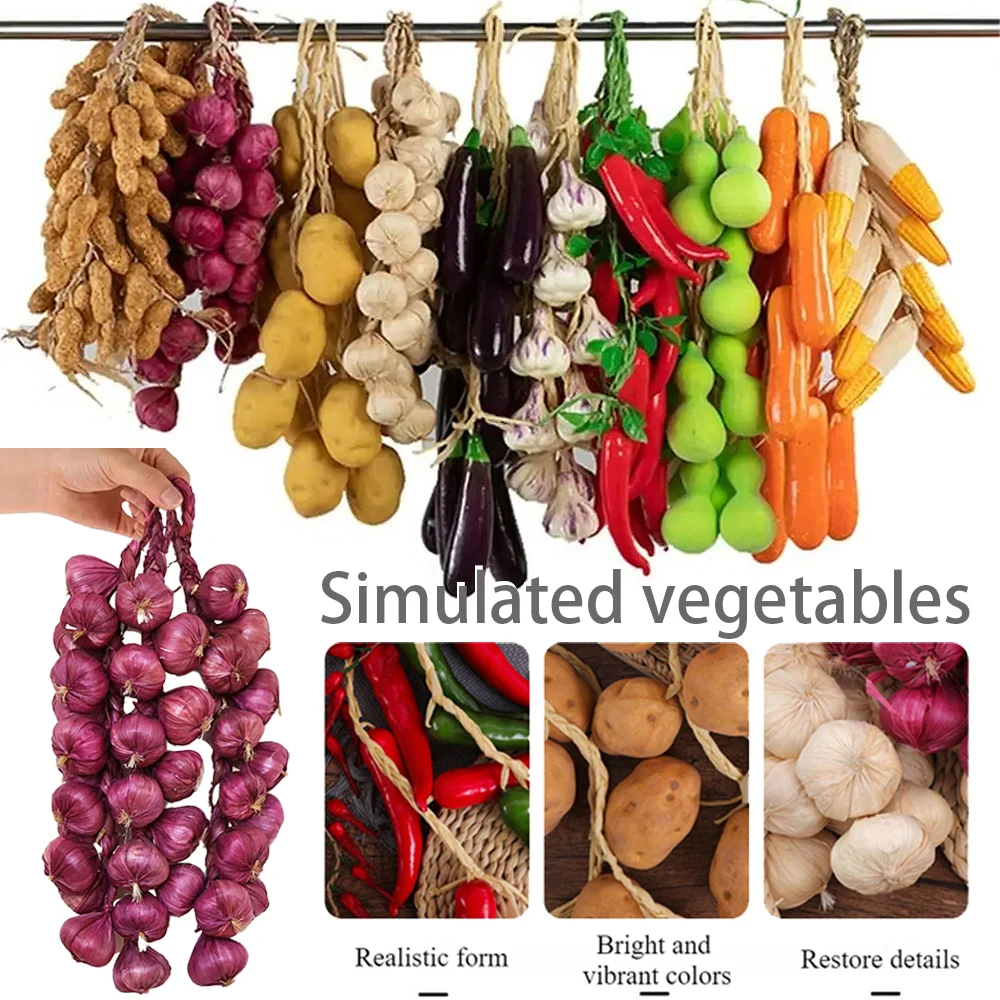 

Artificial Fake Decorative Fruit Lifelike Foam Dish Onion Garlic Corn Pepper Kitchen Decoration for Chinese Style comida falsa