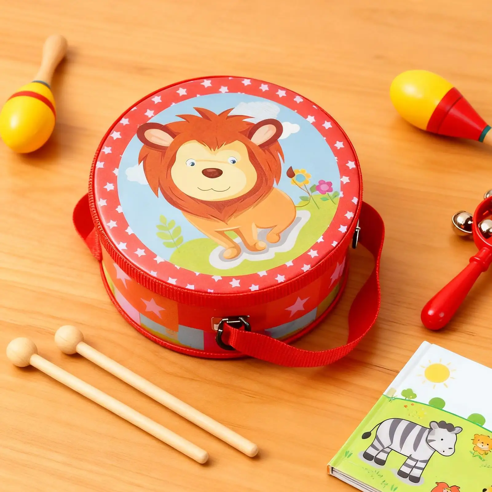 Kids Drum Ritme Ontwikkeling Spel 5.9in Verstelbare Riem Speelgoed Instrumenten Set Voor 2-5 Jaar Oude Jongen meisje Vroege Onderwijs Verjaardag