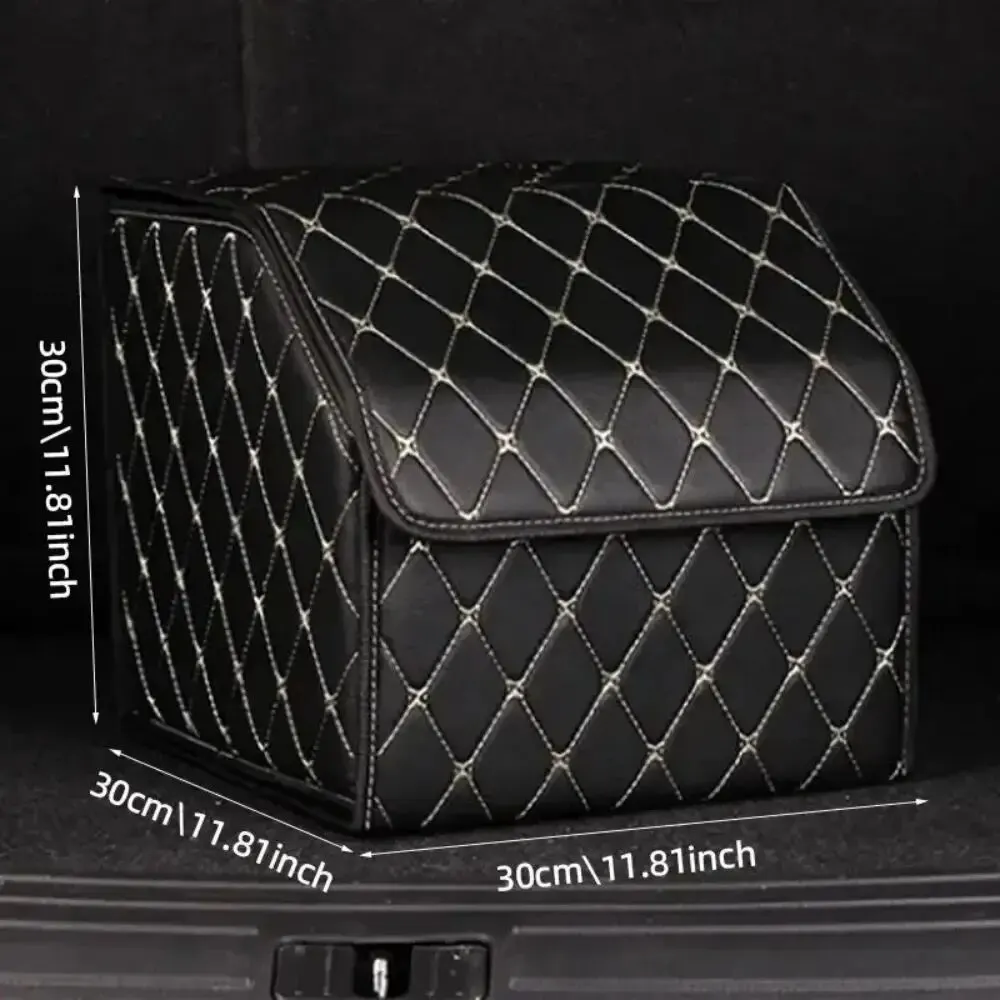 30cm Car PU Leather Trunk Storage Box Portable Foldable Storage Car Multiuse Storage Car Trunk Bag Auto Storag Box