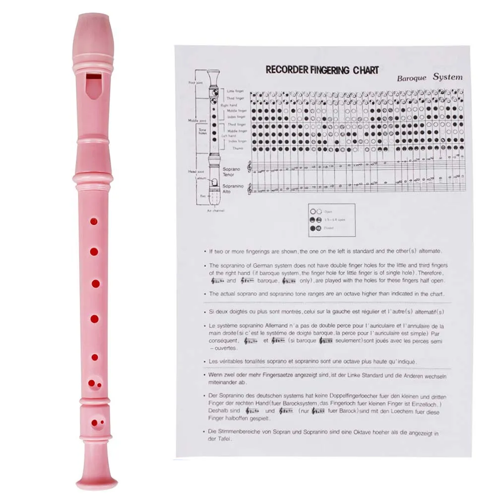 

Abs Recorder Flute Woodwind Instrument Beginner Music Pink Easy Learning Play Practice Coordination Hand Flexibility