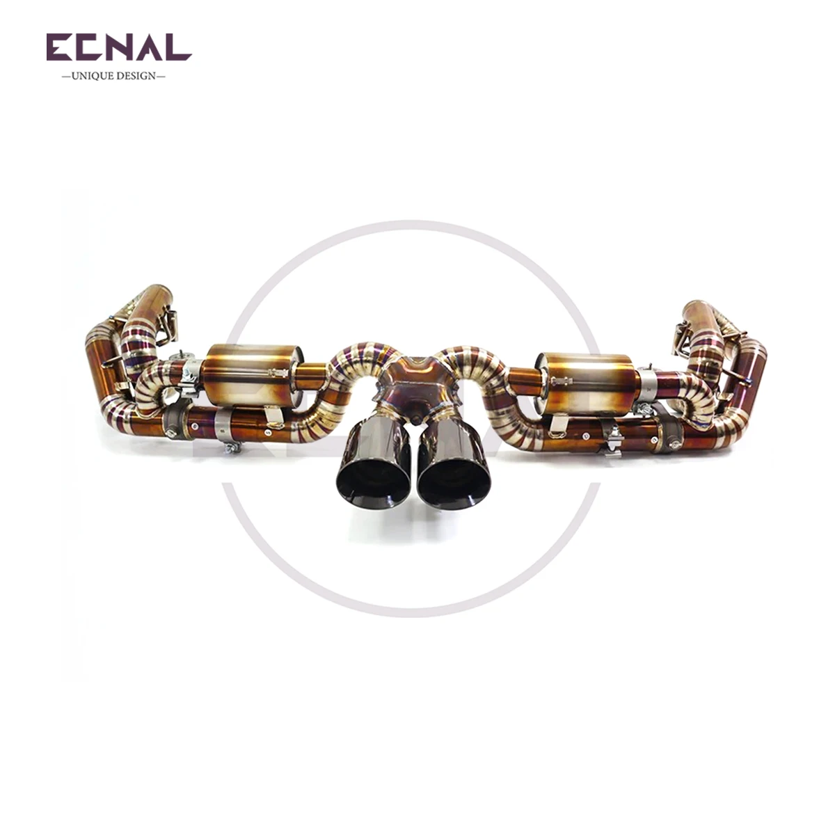 Ecnal Exhaust Valved Pipe for Porsche 911 991.2 GT3 3.8T 4.0L 2016-2018 Titanium Alloy Axle-back System with Valve Muffler