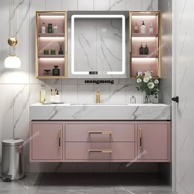 

70-140Bathroom Storage Cabinet With Mirror Furniture Vanity Light Luxury Slate One Basin Modern Minimalist Hand Wash Combination