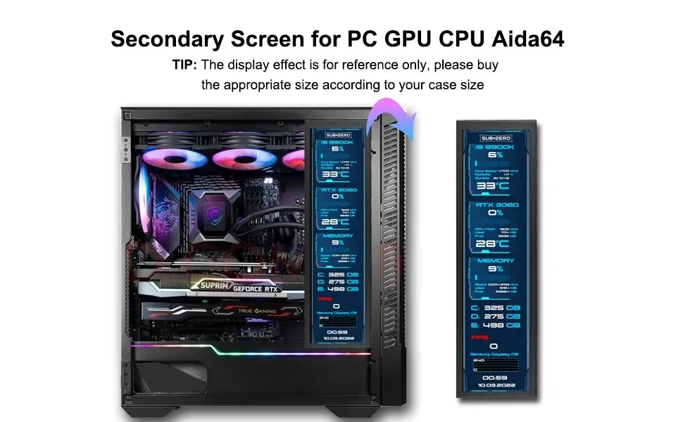 Wisecoco Monitor LCD Sentuh 8.8 Inci 1920X480 IPS Layar Kedua Portabel untuk Laptop Raspberry Pi TV Layar Sekunder AIDA64