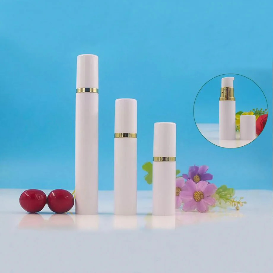 15 مللي زجاجة بيضاء pp بدون هواء مضخة ذهبية غطاء أبيض غسول/مستحلب/مصل/مصل حبر جوهر العين مصل إعادة الملء التعبئة المحمولة