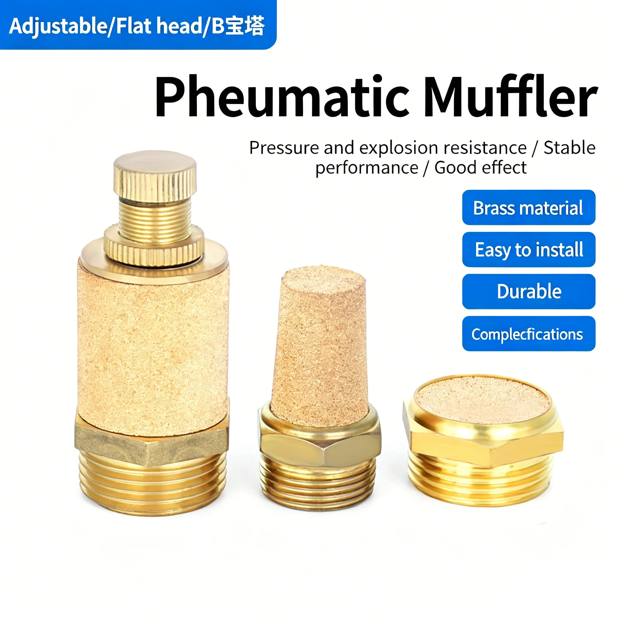 10Pcs Pneumatic Brass Exhaust Muffler BSL M5 1/8