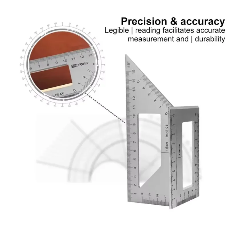 HOT Multifunctional Angle Ruler 45 90 Degree Aluminum Alloy Accurate Woodworking Square Angle Ruler Marking Gauge Carpenter Tool