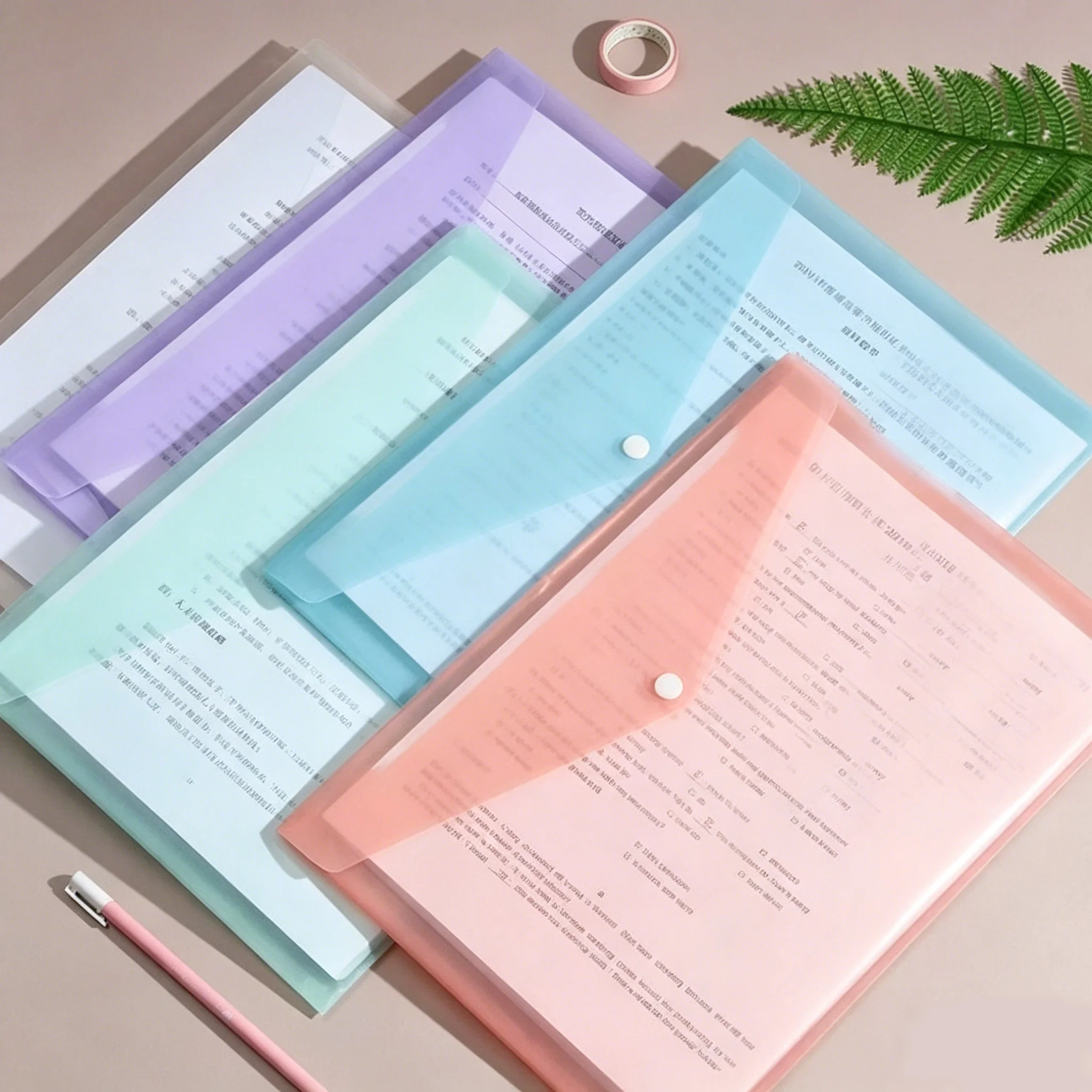 5/20/50 Pcs A4 Transparent PP File Folders Waterproof Plastic Document Storage Bags Student Office Document Organizer Supplies