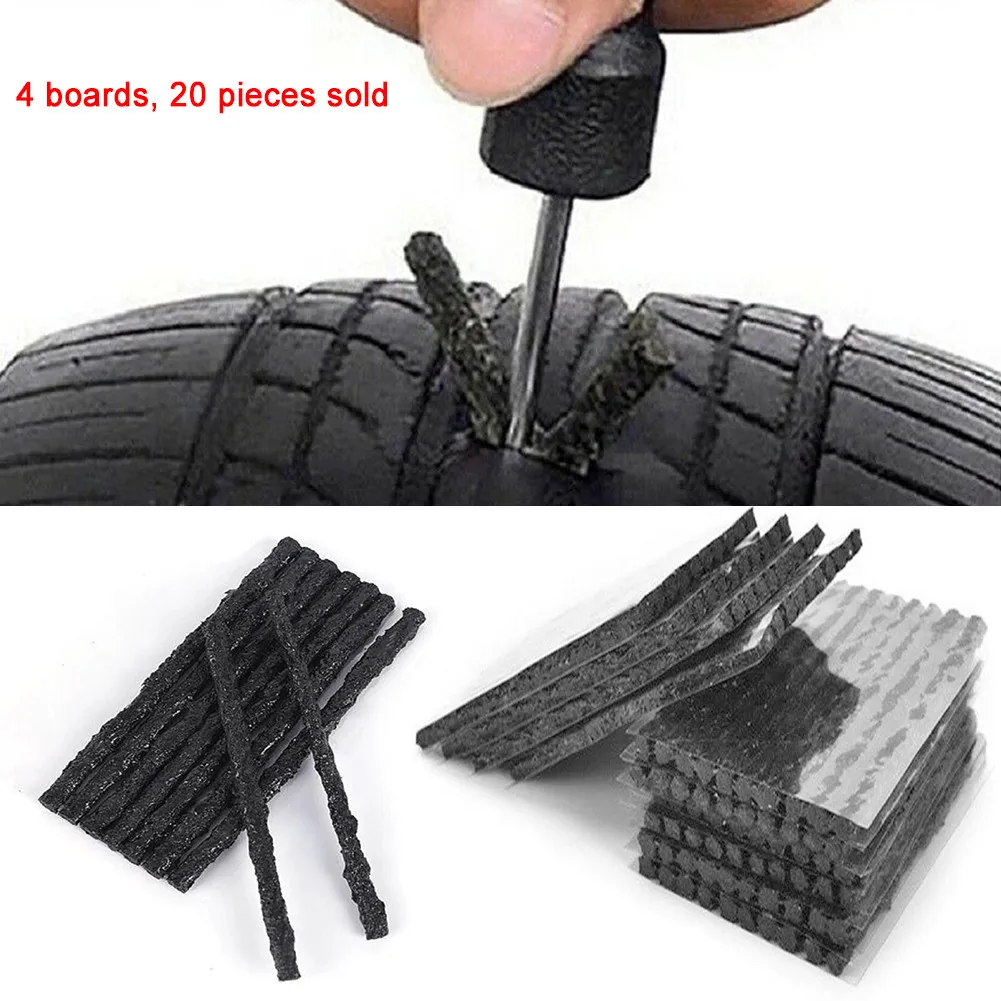 20Pcs 100x3.5mm Tubeless Tyre Tire Puncture Repair Kit Strips Plug For Bike Van Car Truck Black Rubber Accessories Replacement