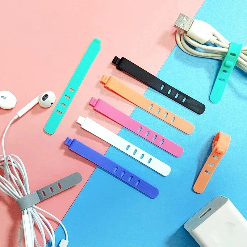 4/8/12PCS Cable Organizer Ties Clip Charger Cord Management Silicone Wire Manager Mouse Earphone Holder Data Line Winder Straps