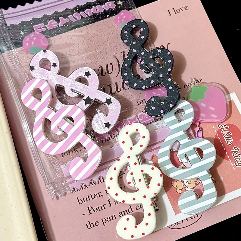 Kawaii Trendige Haarspangen Musiksymbol Harz Stern Mädchen Haarband Haarschmuck Accessoires Flügel Y2k Einzigartig Gestreift