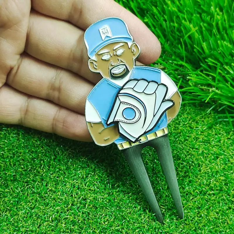 Magnetic Golf Ball Marker Golf Divot Repair Tool Portable Golf Pitch Fork Putting Green Fork With Ball Clip Position Marker