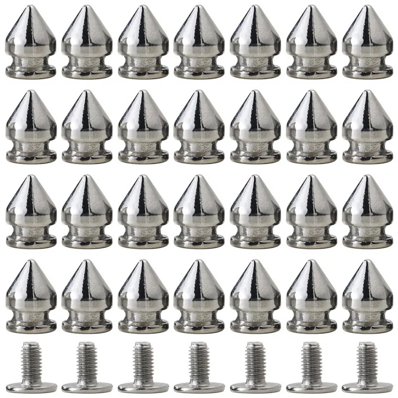AA76-200 Confezione di punte e borchie Punte da 9,5 mm per abbigliamento Borchie in metallo Rivetti per punte punk in pelle Accessori Vite posteriore
