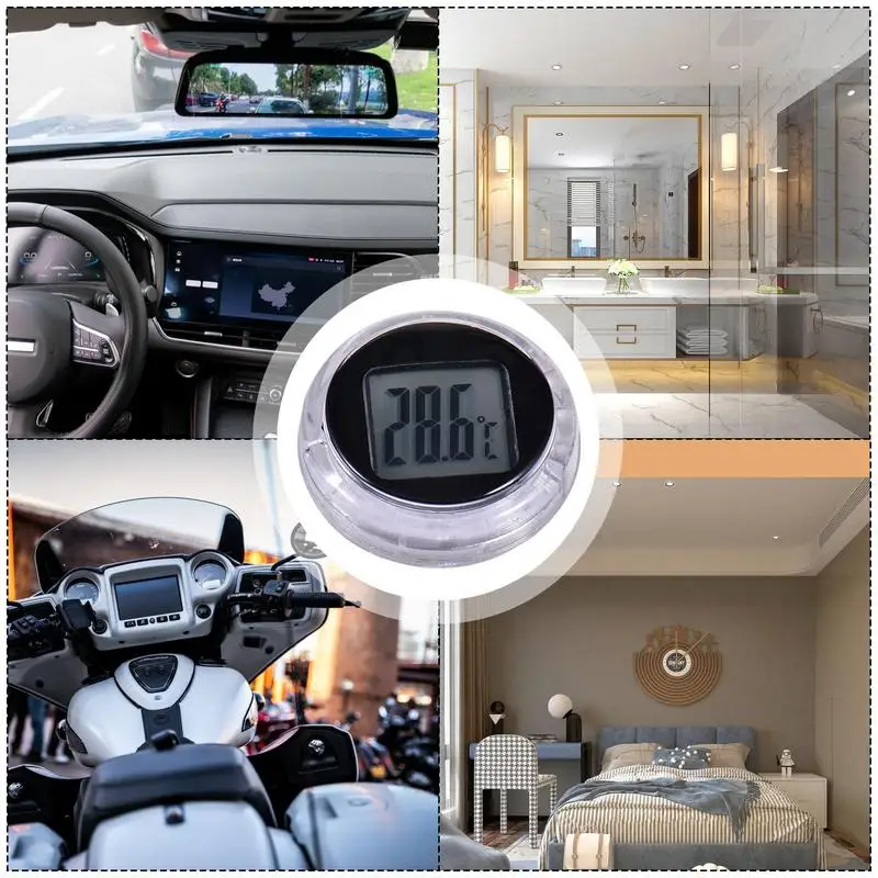 Mini Temperature Gauge Waterproof Mini Digital Thermometer Gauge Adhesive Pocket Thermometers for Motorbikes Dashboards image 5