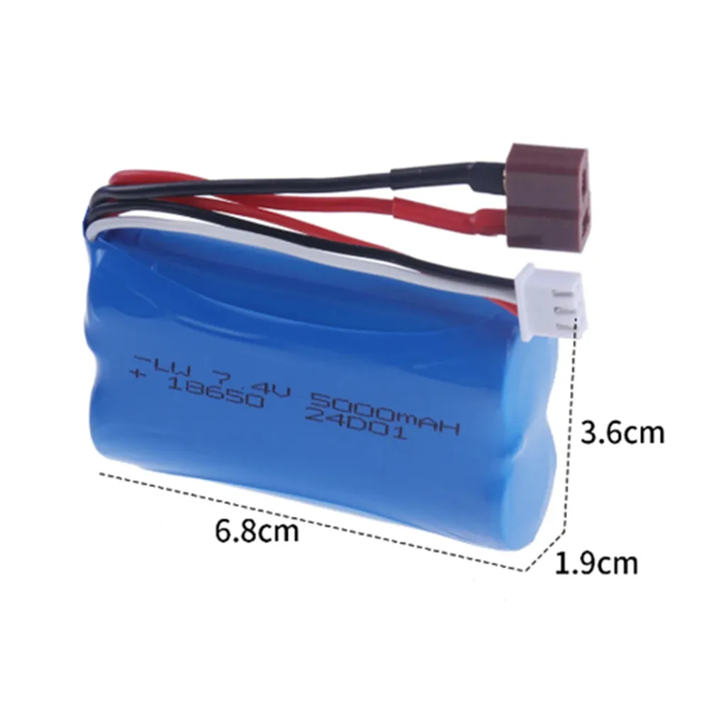 7.4v 5000mAh Lipo Battery T Plug for Wltoys 12423 10428 12429 12401 12402 12402A RC Car 7,4 В 3000 мАч RC Игрушечная Батарея