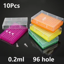 10Pcs 0.2ml 96-hole centrifugal tube box EP tube box ice box 0.2ml centrifugal tube box PCR tube box 8-tube box PCR tube