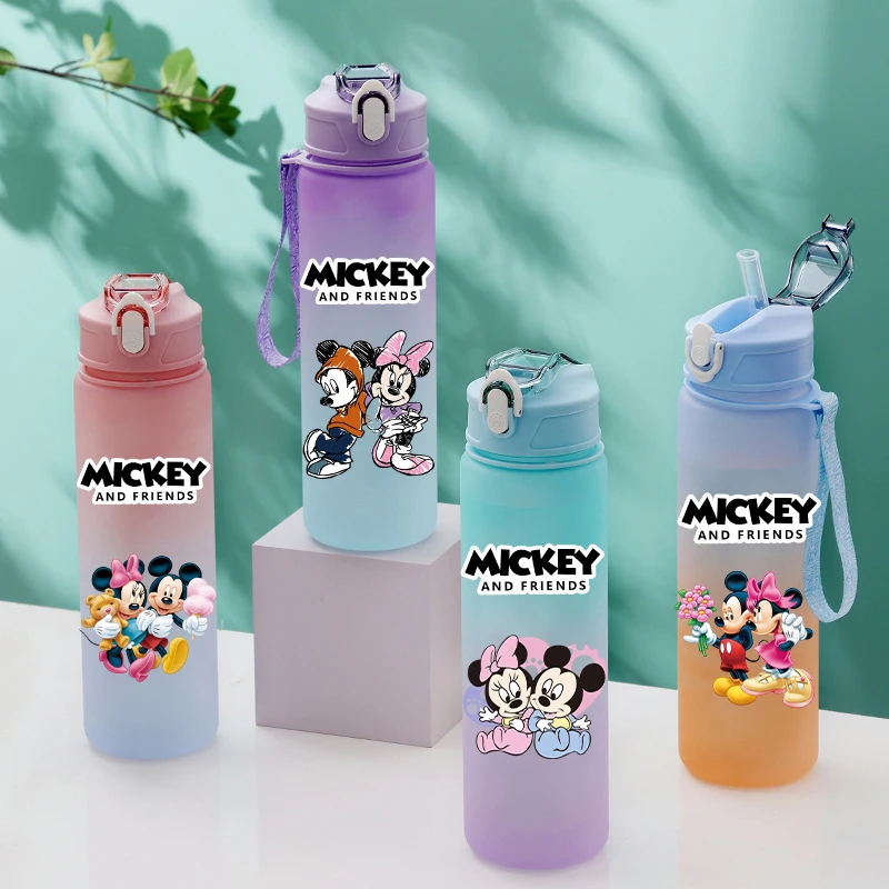 Large Capacity Sport 750ml Mickey Mouse Water Bottle Leak Proof Colorful Plastic Drinking Outdoor Travel Portable Water Cup