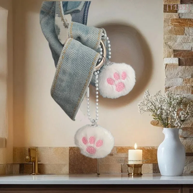 3Pcs Cute Cartoon Hairy Cat Claw Ball Decoration Pendant Keychain Kawaii Ornament Stuffed Doll Backpack Pendant Accessories Gift