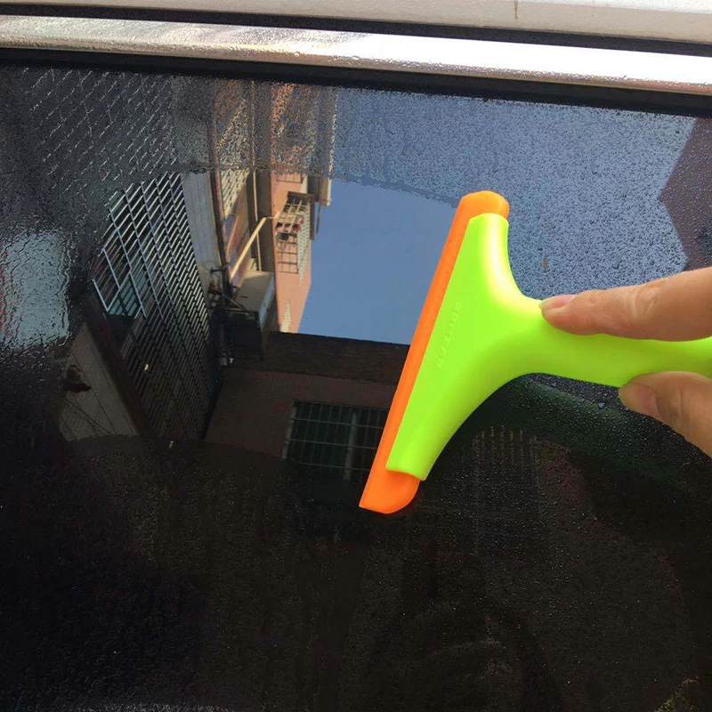 Super Soft Silicone Scraper Non-scratch Long Handle Automatic Water Scraper Handy Squeegee Window Glass Wipe Car Home Clean Tool