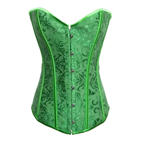 Fashion Sexy Green Floral Pattern Bustier Top Women Corset Body Shaper Shapewear Steampunk Gothic Corsetto