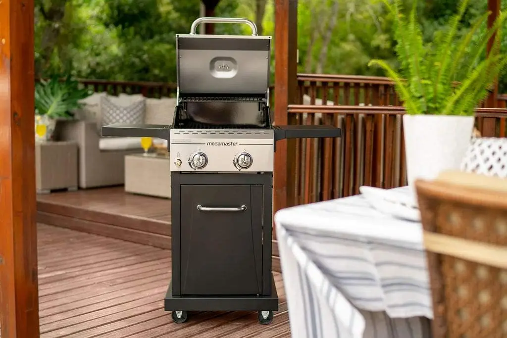 Gasgrill met opvouwbare bijzettafels, perfect voor kamperen, buiten koken, terras, tuinba