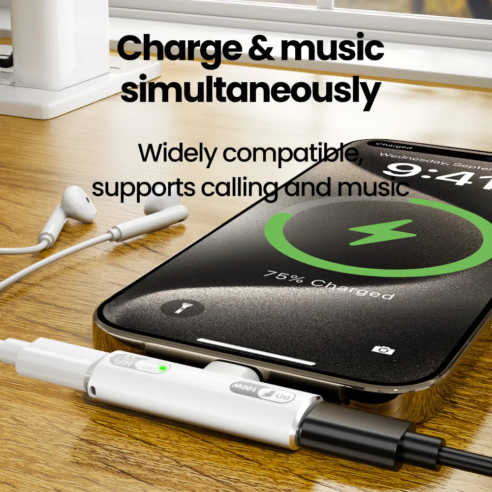 Adaptador OLAF 2 en 1 tipo C a doble tipo C hembra OTG PD 100W carga rápida adaptador de Audio USBC DAC convertidor de transferencia de datos de 10Gbps