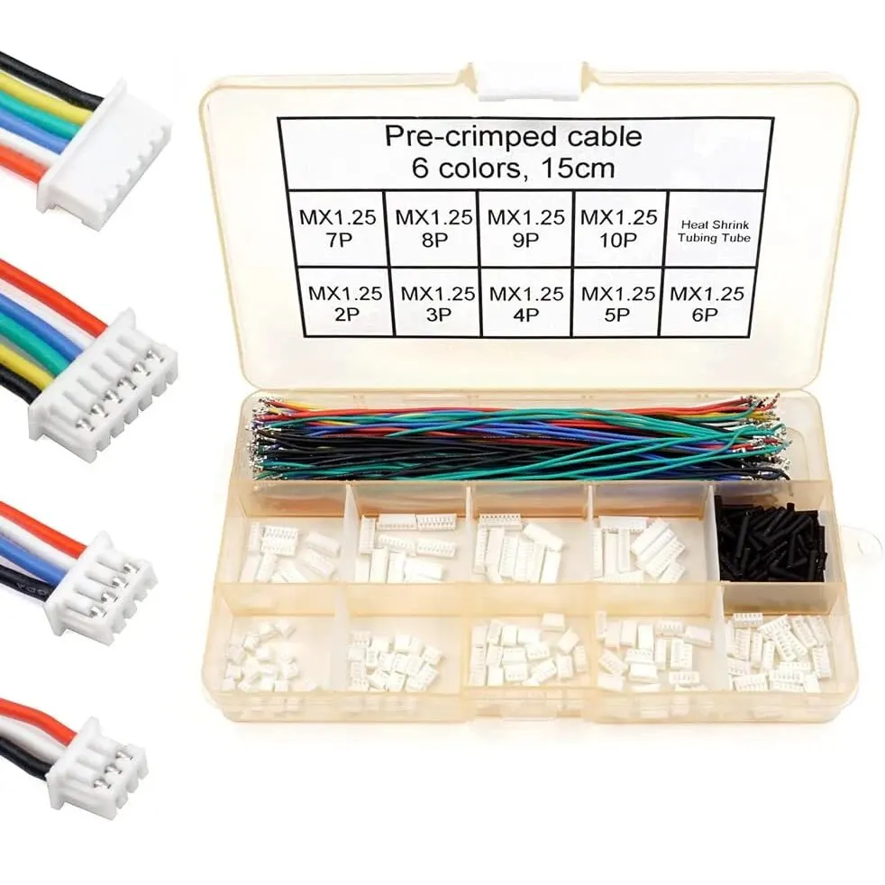 1.25mm Pitch Connectors and Pre-Crimped Cables Compatible with Molex PicoBlade for Pixhawk Silicone 15cm Wire