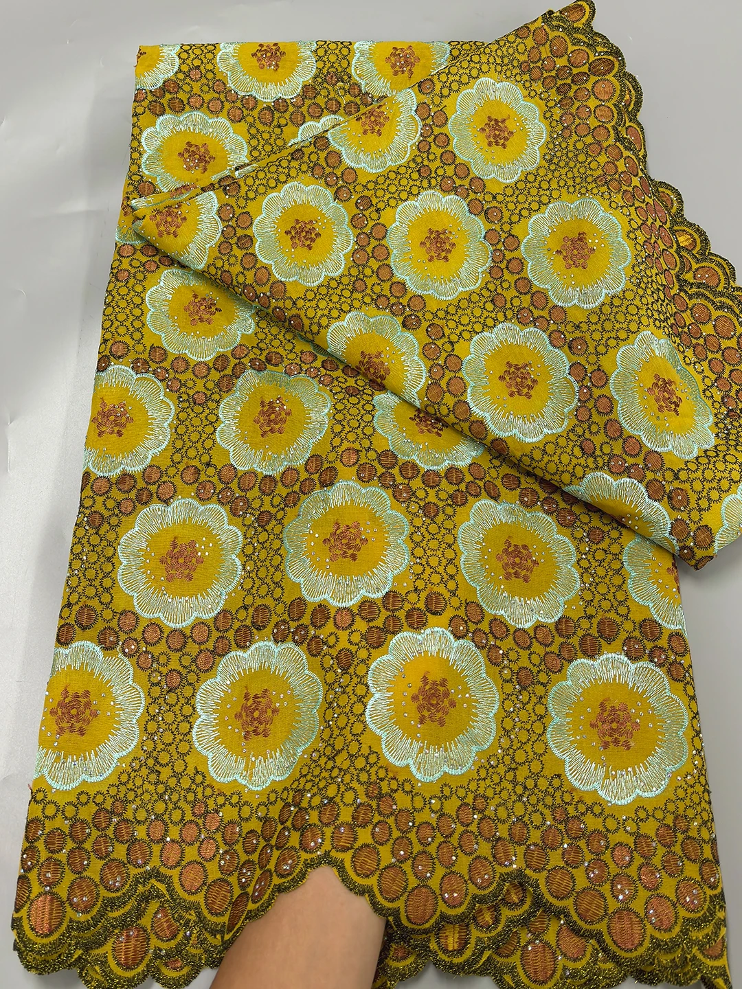 Latest African 100% Cotton Lace Fabric 2025 High Quality African Swiss Voile Lace In Switzerland  Fabric For Women Party Dress