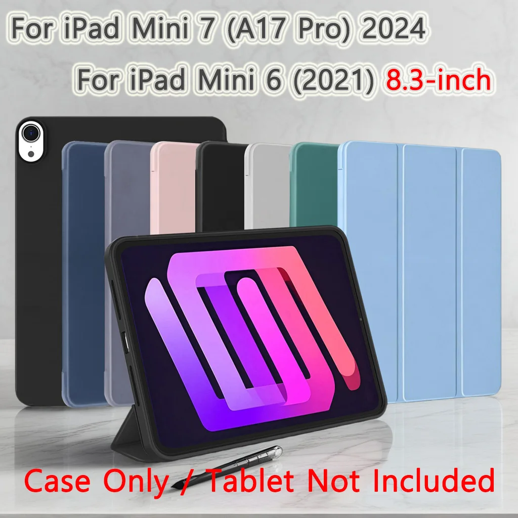 

Чехол для iPad Mini 7 A17 Pro 2024/ iPad Mini 6 2021 8,3-дюймовый чехол для iPad Mini 7-го/6-го поколения, откидной смарт-чехол для iPad Mini 8,3 дюйма