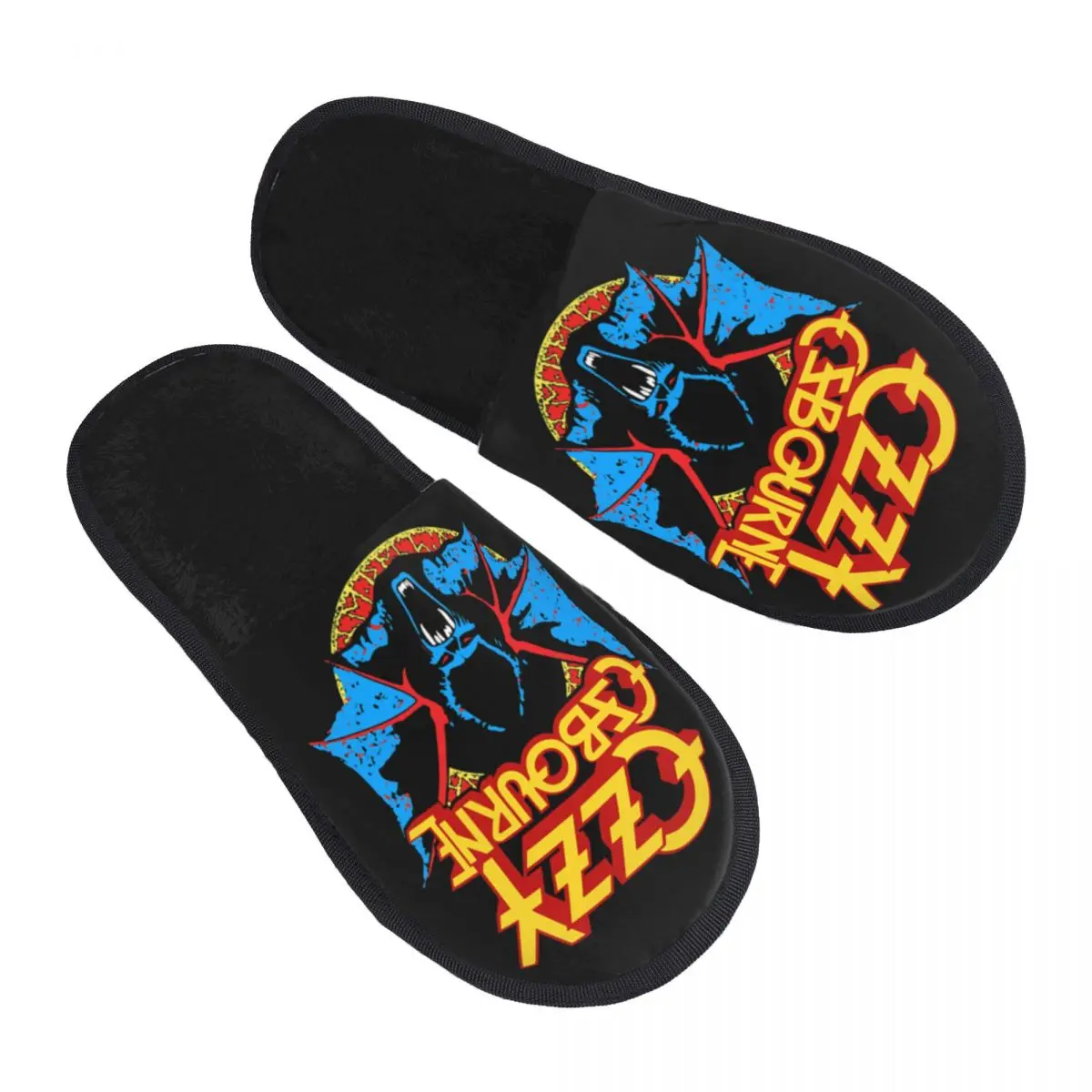 Ozzy Osbourne Rock Bat Prince Of Darkness Winter Slippers Bedroom Cozy Household Fur Slippers Slides Anti Slip