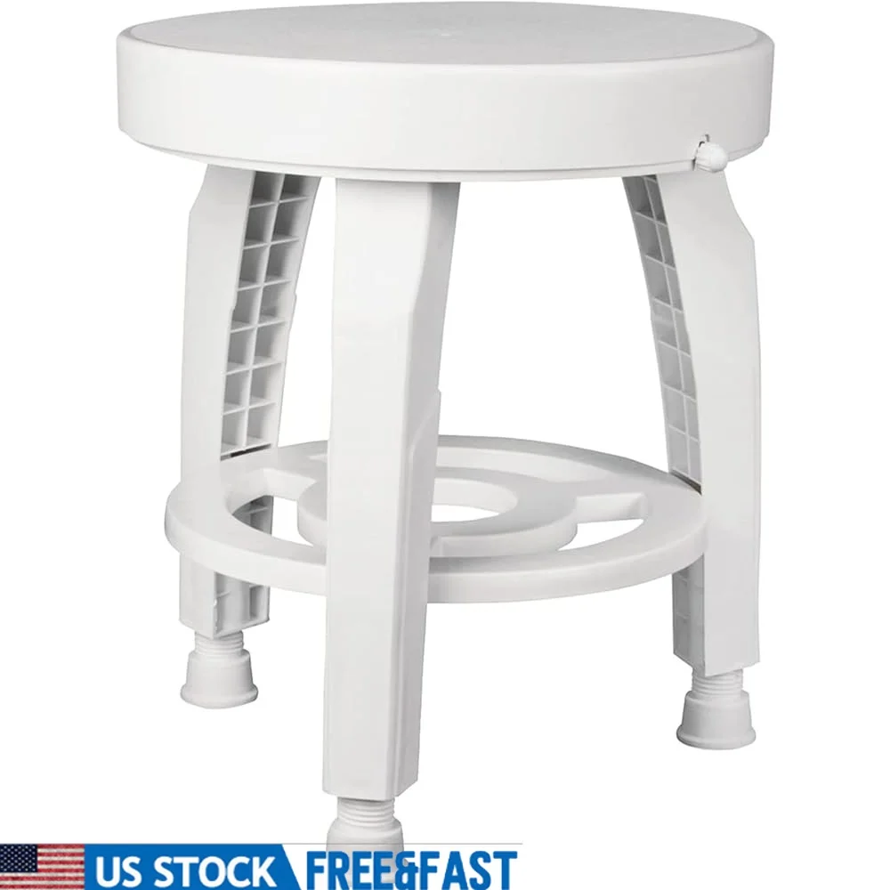 

Поворотный табурет для душа с полкой для хранения Вращающийся стул для душа Сборка без инструментов Сиденье для ванны Регулируемая высота 400 фунтов