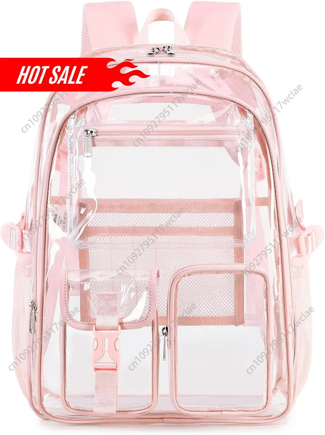 abshoo Großer transparenter Rucksack für Mädchen und Frauen, Schule, Büchertasche, robuster transparenter Rucksack (Rosa)