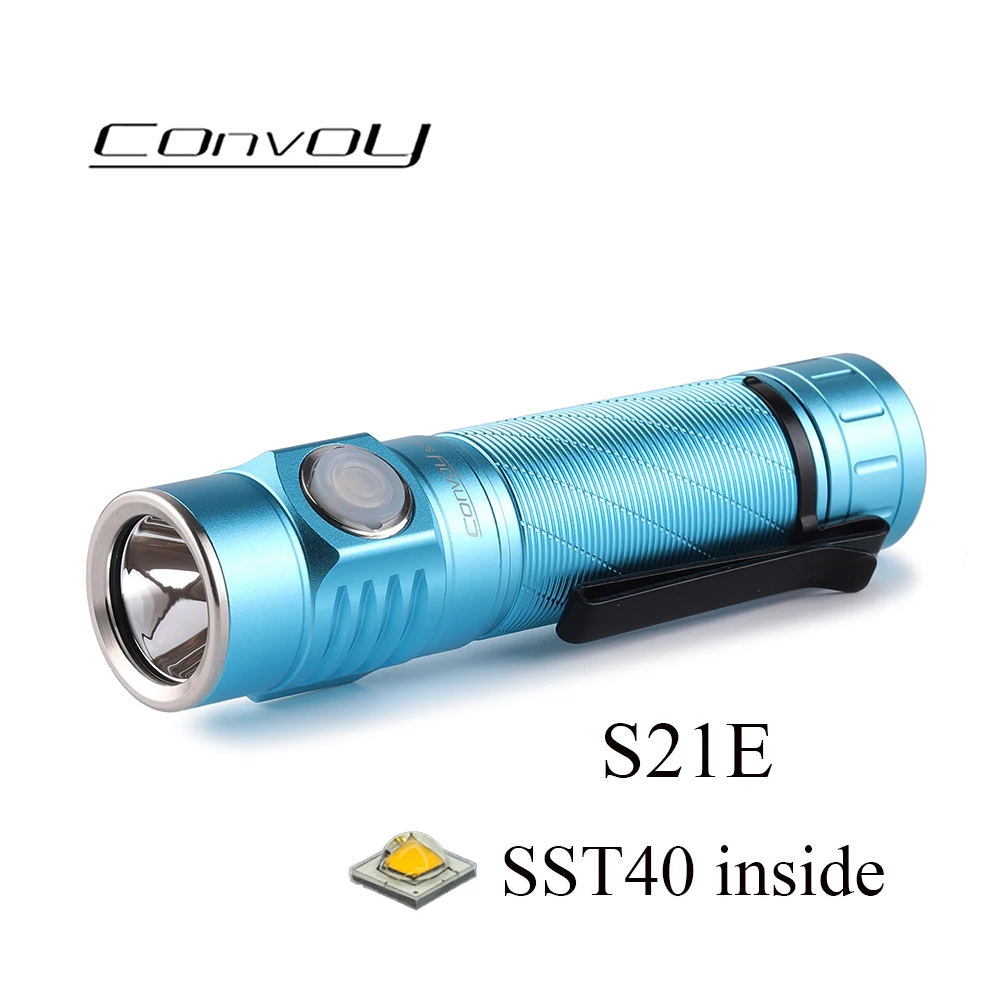 Flashlight Convoy Cyan S21E with SST40 Led Lantern 21700 High Powerful Torch 2400lm Flash Light Type-C Rechargeable Camping