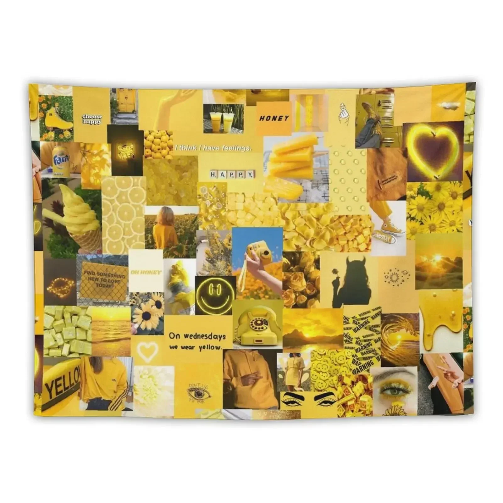 Yellow Aesthetic Collage Tapestry Hanging Wall Aesthetic Decoration Tapestry