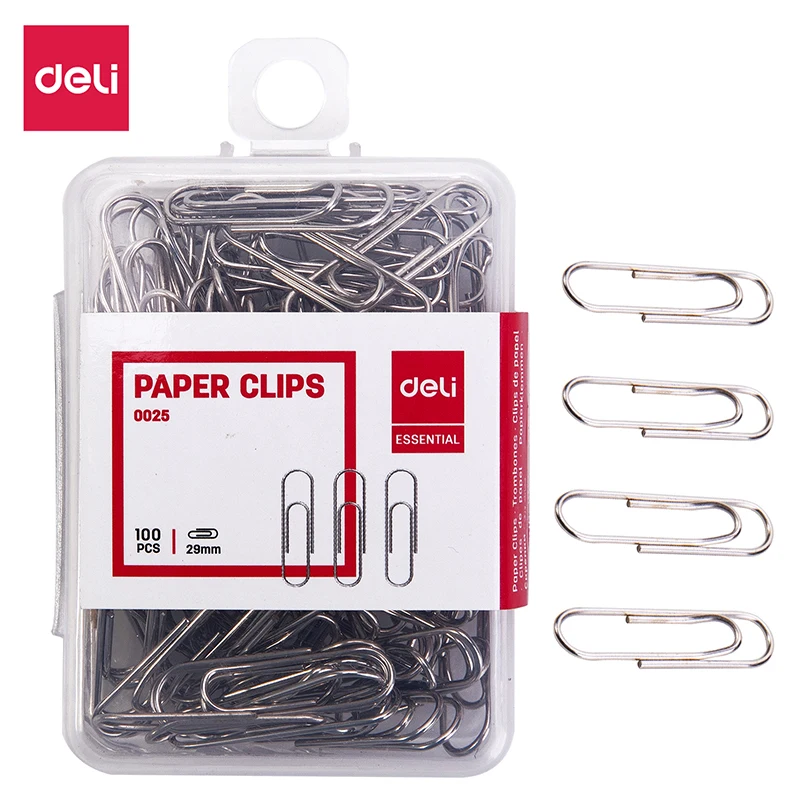 

Deli 100pcs Paper Clips Sliver Office School Supply E0025