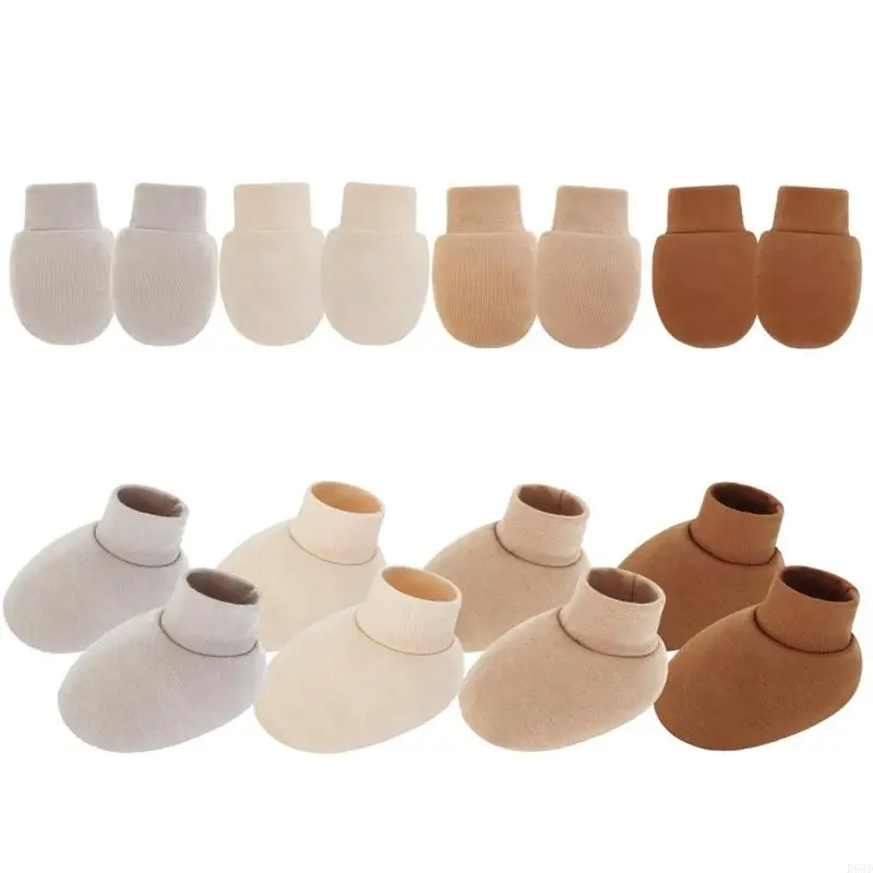 R66D 1 Set Infant Cotton Mittens Anti Scratch Hand Cover Soft & Breathable for Daily