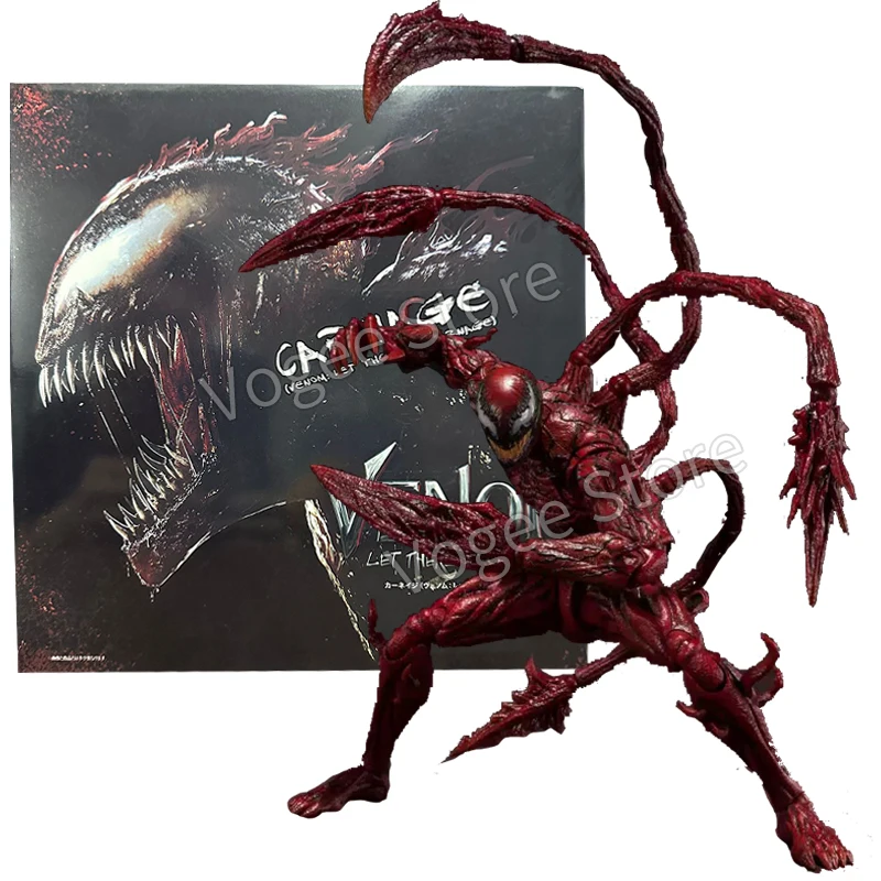 SHF Venom Carnage Action Figure Joint Movable Toys Venom Legends Change Face Statue Model Doll Collectible Kids for Toy Gift