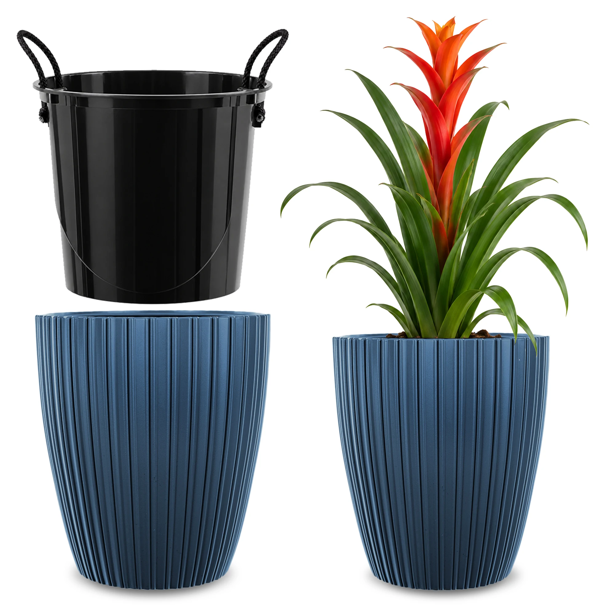 40cm Bloempot Bloempothoes Inlegplantenbak Blauw Plastic