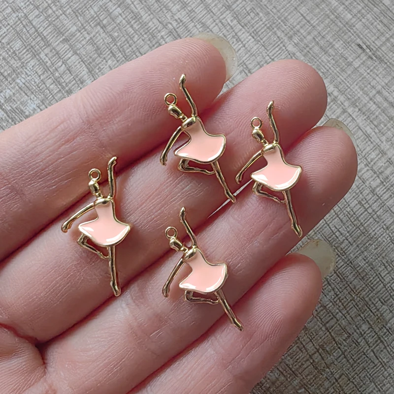 20 Stück Kupfer 18k Goldfarbe Hochwertige Emaille Tanzende Mädchen Anhänger Tropfenöl Ballett-Puppe Anhänger DIY Schmuck Halskette Herstellung – Detail 7