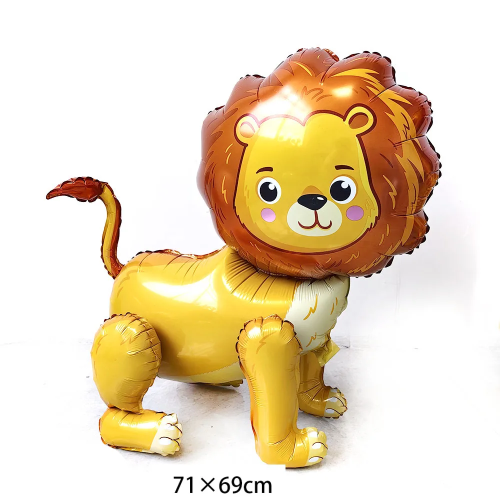 Self-Standing Animal Balloons Jungle Animal Lion Tiger Giraffe Hippo Turtle Kid Birthday Party Balloon Jungle Safari Theme Decor