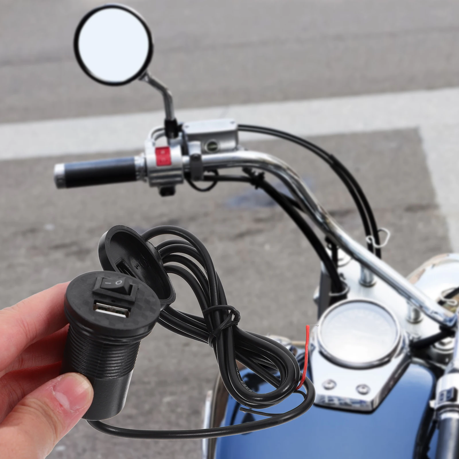 

Waterproof Motorcycle Phone USB Adapter Fast Charging for Phones Tablets Sturdy Long Distance Outdoor Use Black for Men