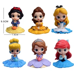 10cm Q Posket Princess Tiana Snow White Rapunzel Ariel Cinderella Belle Mermaid PVC Action Figures Model Toys Kid Gift