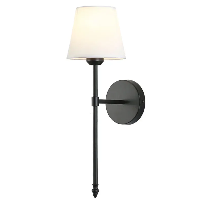 Creative Modern Wall Lamp for Bedroom Living Room American Style Cloth Lampshade Luxury Staircase Walkway Decorative Light