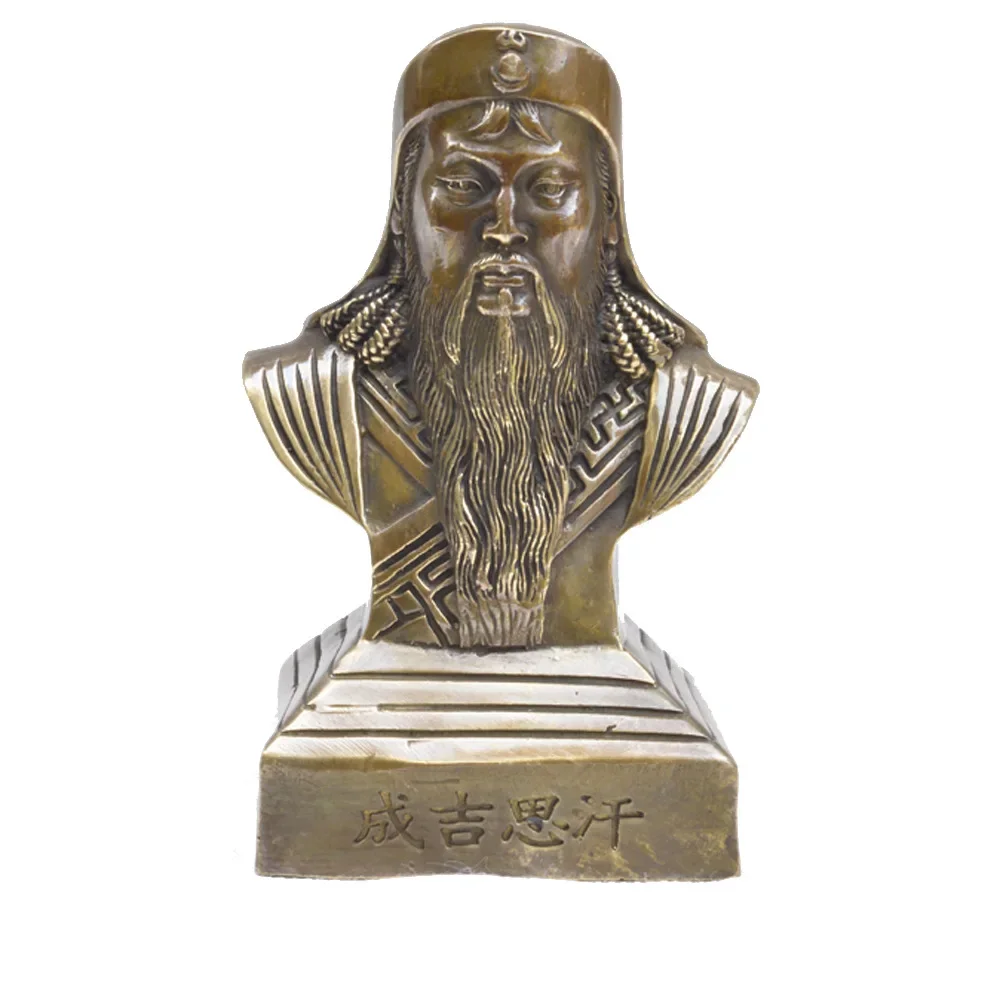 

China Copper Statue Genghis Khan Bust Bronze Crafts Statue Decoration