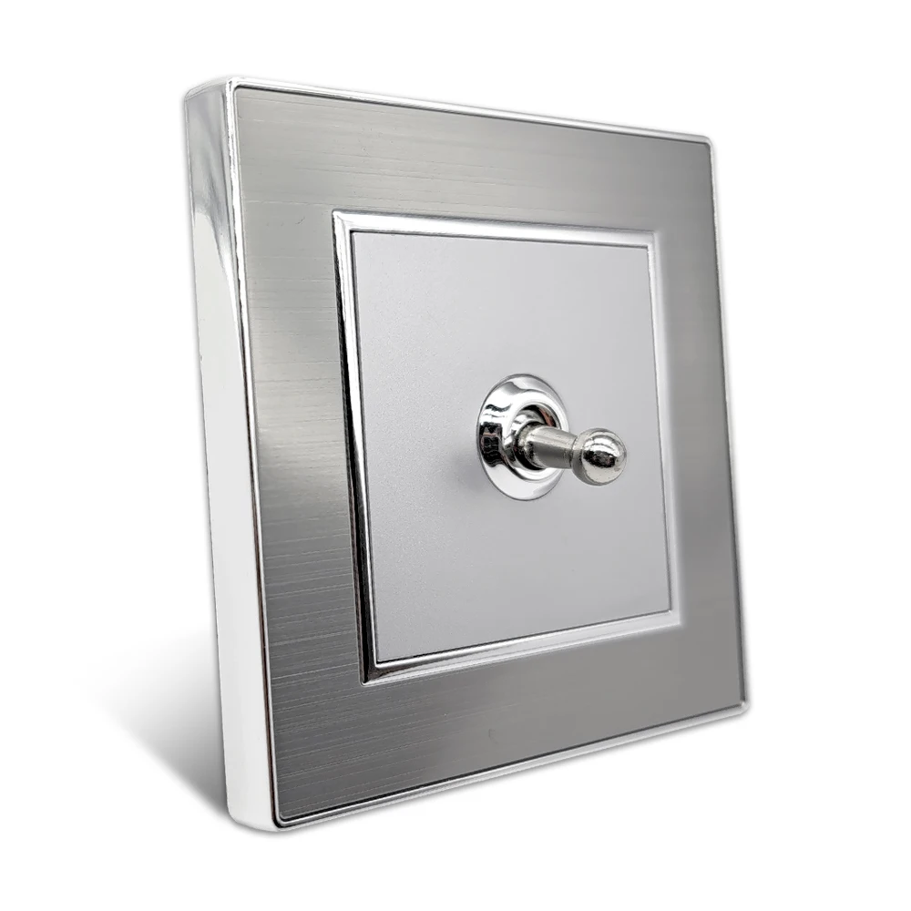 Wallpad panneau en acier inoxydable 1 2 3 4 Gang 1 2 voies bouton à bascule interrupteurs d'éclairage mural prise électrique ue prise 110 220V