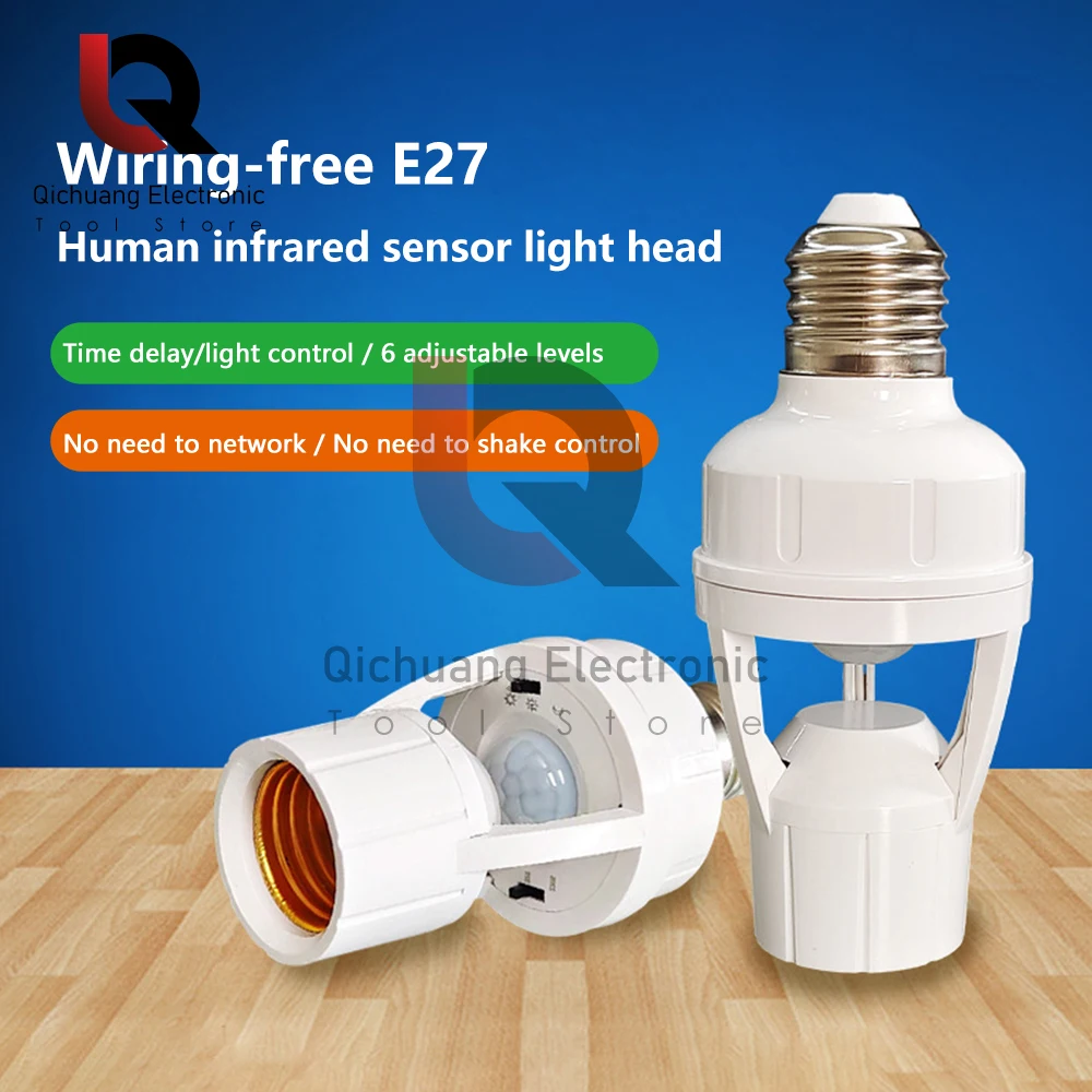 

PIR Human Induction Motion Sensor LED Night Lamp Socket Base E27 Lamp Holder AC 100-240V Human Presence Sensor Light Head